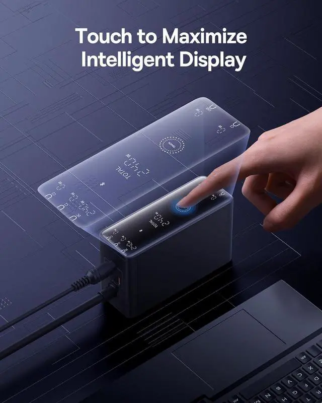 Alt view image 2 of 7 - 240W Smart USB C Charger, 5 Ports PD 3.1 GAN Desktop Charger with Digital LED Display, Dual Laptop Type C Fast Charging Station for MacBook Pro, Dell XPS, Lenovo, iPhone 15, Galaxy S23