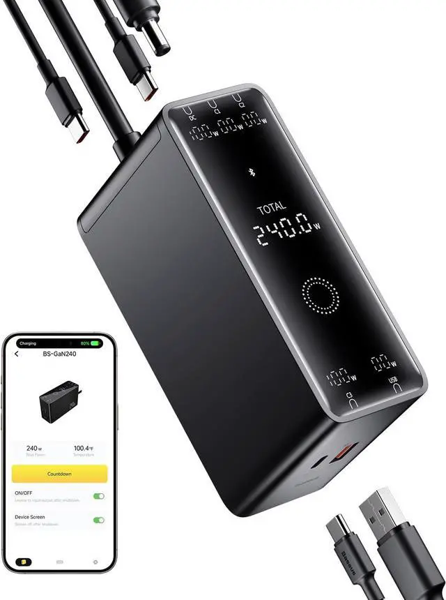 Main image of 240W Smart USB C Charger, 5 Ports PD 3.1 GAN Desktop Charger with Digital LED Display, Dual Laptop Type C Fast Charging Station for MacBook Pro, Dell XPS, Lenovo, iPhone 15, Galaxy S23