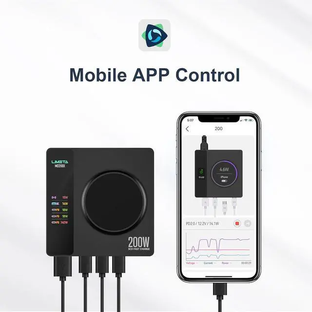 Alt view image 6 of 7 - 5-Port USB C Charging Station(140W Max), PD 3.1 Wireless Magnetic Fast Desktop Charger Adapter, 1 USB-A, 3 USB-C, OTA Upgrade LCD Display Charger Block for iPhone iPad Samsung Galaxy