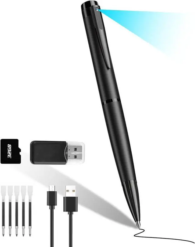 Main image of Hidden Camera Ultra HD 1080P Spy Camera Pen Portable Security Camera with 32GB SD Card Loop Recording or Photo Nanny Mini Cam for Indoor and Outdoor