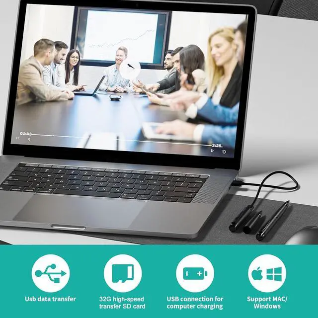 Alt view image 4 of 6 - Hidden Camera Ultra HD 1080P Spy Camera Pen Portable Security Camera with 32GB SD Card Loop Recording or Photo Nanny Mini Cam for Indoor and Outdoor