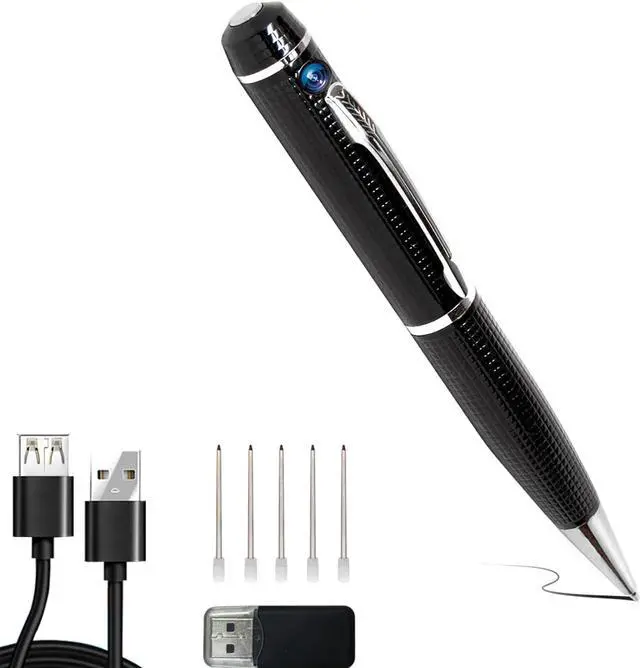 Main image of Portable Hidden Camera Pen, Mini Body Video Camera Pen,1080P Security Camera with Loop Working, Photo Taking for Indoor/Outdoor Security, No WiFi, No Audio, Support up to 32GB SD Card(Not Included)