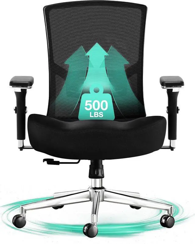 Main image of Big and Tall Office Chair 500lbs, Ergonomic Oversize Mesh Desk Chair, Heavy Duty High Back Computer Chair with Wide Thick Seat Cushion, Adjustable Lumbar Support, 4D Armrests