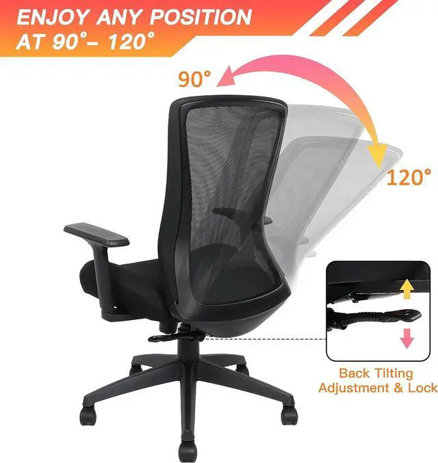 Alt view image 6 of 7 - Big and Tall Office Chair for Heavy People 400lb, Ergonomic Desk Chair Mesh Computer Chair with Lumbar Support, Adjustable Height and Armrests
