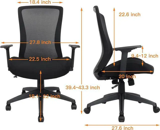 Alt view image 3 of 7 - Big and Tall Office Chair for Heavy People 400lb, Ergonomic Desk Chair Mesh Computer Chair with Lumbar Support, Adjustable Height and Armrests