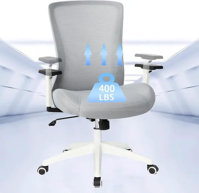 Main image of Big and Tall Office Chair for Heavy People 400lb, Ergonomic Desk Chair Mesh Computer Chair with Lumbar Support, Adjustable Height and ArmrestsWhite