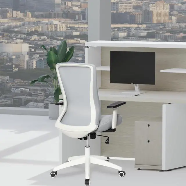 Alt view image 2 of 7 - Big and Tall Office Chair for Heavy People 400lb, Ergonomic Desk Chair Mesh Computer Chair with Lumbar Support, Adjustable Height and ArmrestsWhite