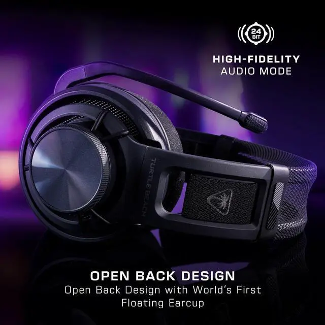 Alt view image 7 of 7 - Turtle Beach Atlas Air Wireless Open Back PC Gaming Headset for PC, PS5, PS4, Nintendo Switch, Mobile - 24-bit High-Fidelity Audio, Broadcast Grade Mic, Bluetooth, Floating Memory Foam Earcup - Black