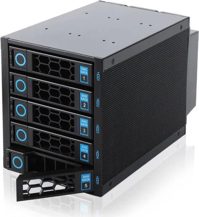 Main image of Internal Hard Drive Enclosure 5x2.5/3.5 SATA/SAS Hard Drive Backplane 6 Gbps HDD hotswap in 3xExternal 5.25" Bay