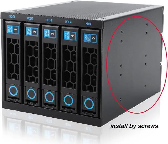 Alt view image 3 of 5 - Internal Hard Drive Enclosure 5x2.5/3.5 SATA/SAS Hard Drive Backplane 6 Gbps HDD hotswap in 3xExternal 5.25" Bay