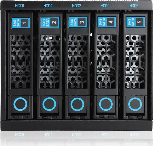 Alt view image 2 of 5 - Internal Hard Drive Enclosure 5x2.5/3.5 SATA/SAS Hard Drive Backplane 6 Gbps HDD hotswap in 3xExternal 5.25" Bay