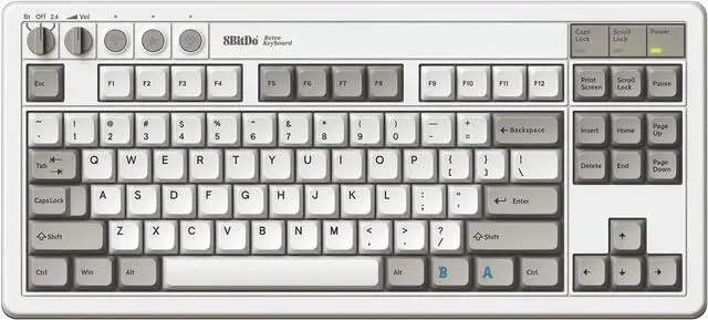 Alt view image 4 of 5 - 8BitDo Retro Mechanical Keyboard, Bluetooth/2.4G/USB-C Hot Swappable Gaming Keyboard with 87 Keys, Dual Super Programmable Buttons for Windows and Android - M Edition