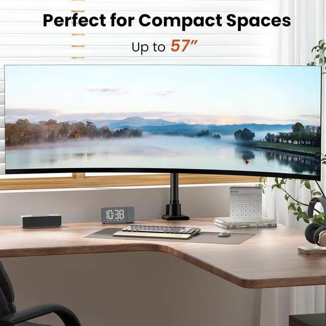 Alt view image 2 of 7 - Monitor-Arm Ultrawide Heavy Duty 27-57'' - Aluminum Single Monitor Mount Holds up to 59.4lbs, Adjustable Desk Mount Stand, VESA75/100/200mm, Black