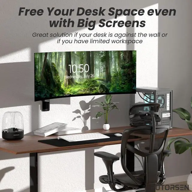 Alt view image 2 of 7 - 17-49 inch Premium Ultrawide Monitor Wall Mount, Heavy Duty Single Wall Mount Monitor Arm up to 44lbs, Fully Adjustable Single Wall Monitor Arm Wall Mount Stand, VESA 75/100/200, Black