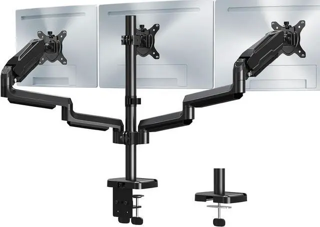 Main image of Triple Monitor Mount, 3 Monitor Desk Mount for There Screens up to 32 Inch, Full Motion Gas Spring Triple Monitor Stand, Heavy Duty Monitor Arm Hold up to 17.6lbs Each, VESA Mount, Black
