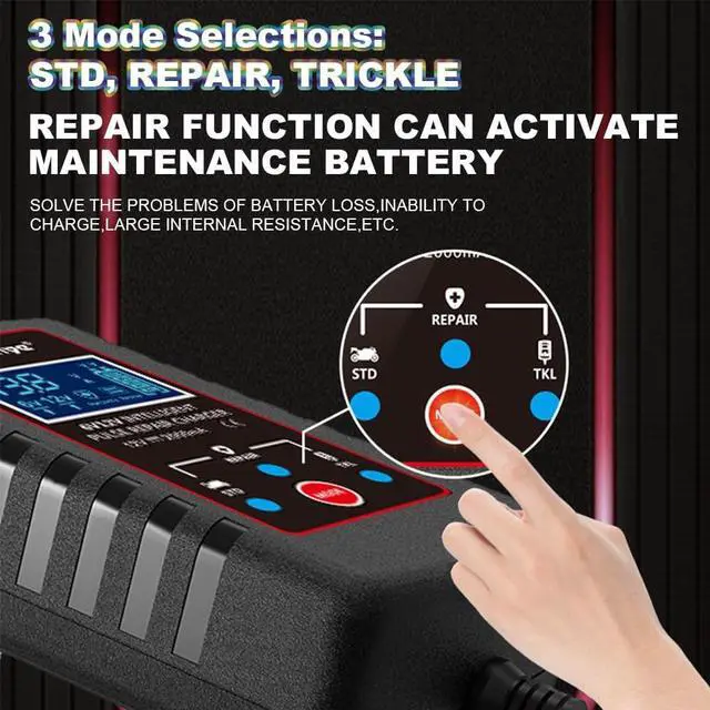 Alt view image 3 of 7 - Upgraded 2Amp Car Battery Trickle Charger 6V/12V Smart Fully Automatic 3 Mode Battery Charger Maintainer, Battery Desulfator for Lawn Mower, Motorcycle, Car, Boat, Marine Lead Acid Batteries