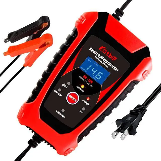 Main image of Car Battery Charger Trickle Charger Float Battery Charger and Maintainer 6V 12V 6A for Motorcycle Car Boat Marine Lawn Mower ATV Toy Car (Red)