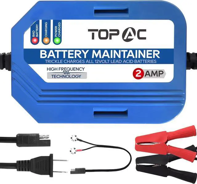Main image of 2 Amp Car Battery Charger,12V Smart Fully Automatic Battery Charger Maintainer Trickle Charger and Float Charger for Car Truck Motorcycle Lawn Mower Boat, Lead Acid Batteries