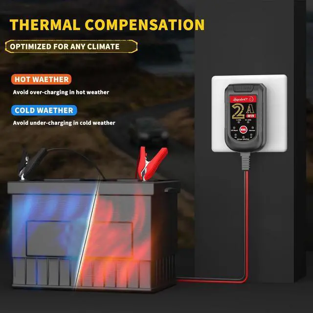 Alt view image 5 of 7 - LST Trickle Battery Charger Automatic Maintainer 6V 12V Smart Float Charger for Automotive Car Motorcycle Lawn Mower Tractor SLA ATV AGM GEL CELL Lead Acid Batteries