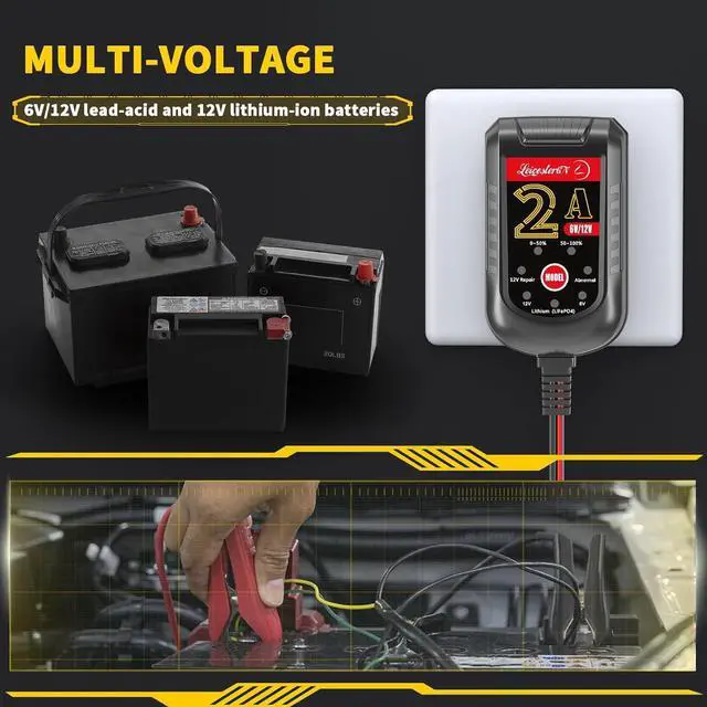 Alt view image 6 of 7 - LST Trickle Battery Charger Automatic Maintainer 6V 12V Smart Float Charger for Automotive Car Motorcycle Lawn Mower Tractor SLA ATV AGM GEL CELL Lead Acid Batteries