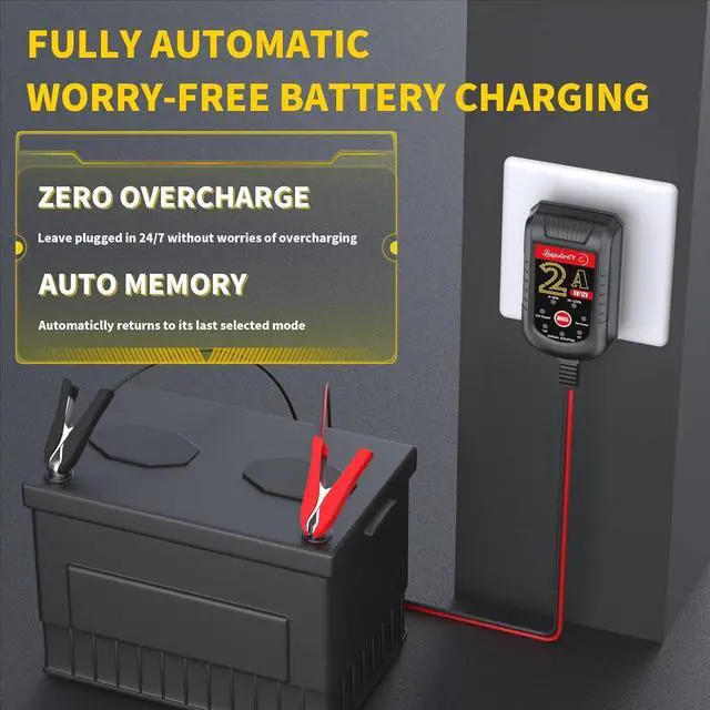Alt view image 2 of 7 - LST Trickle Battery Charger Automatic Maintainer 6V 12V Smart Float Charger for Automotive Car Motorcycle Lawn Mower Tractor SLA ATV AGM GEL CELL Lead Acid Batteries