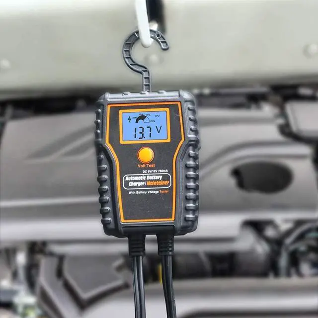 Alt view image 6 of 7 - Automotic Battery Trickle Charger Maintainer 12 Volt 750mA Battery Float Charger Maintainer with LCD Float Charging for Motorcycle ATV Lawn Mower Car Boat