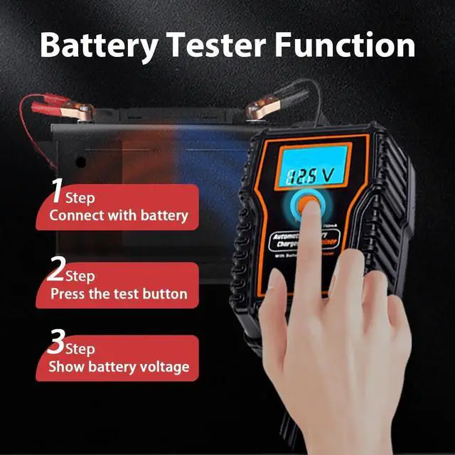 Alt view image 3 of 7 - Automotic Battery Trickle Charger Maintainer 12 Volt 750mA Battery Float Charger Maintainer with LCD Float Charging for Motorcycle ATV Lawn Mower Car Boat