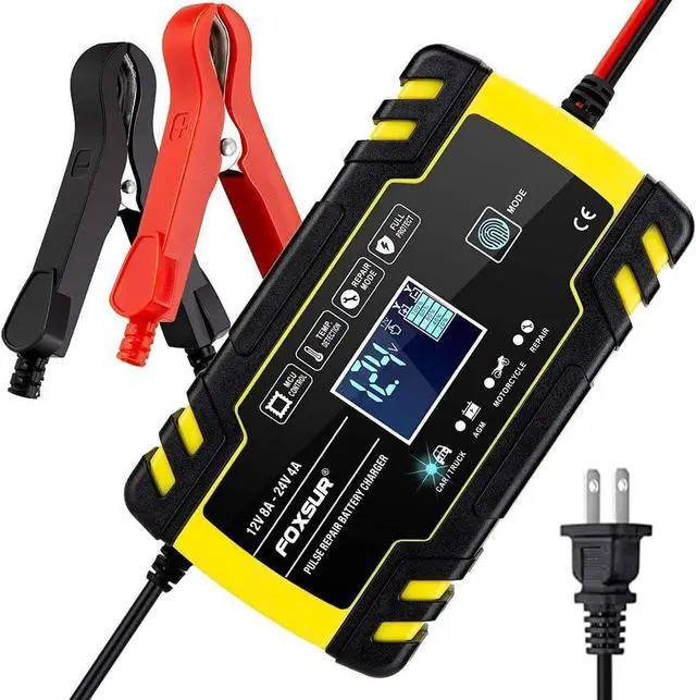 Main image of Car Battery Charger 12V/8A 24V/4A Automatic Smart Battery Charger/Maintainer Trickle Charger with LCD Screen Pulse Repair Charger Pack for Car Truck Motorcycle Lawn Mower Boat etc