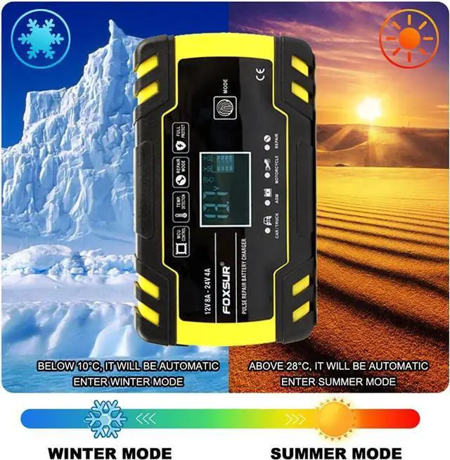 Alt view image 2 of 7 - Car Battery Charger 12V/8A 24V/4A Automatic Smart Battery Charger/Maintainer Trickle Charger with LCD Screen Pulse Repair Charger Pack for Car Truck Motorcycle Lawn Mower Boat etc