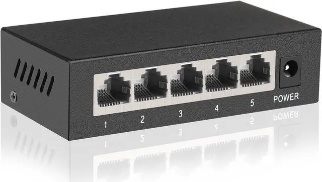 Main image of 5 Ports Gigabit Ethernet Switch, Unmanaged Network Switch,Ethernet Splitter | Plug & Play | Fanless Metal Design | Shielded Ports | Traffic Optimization,Supported Desktop or Wall Mount