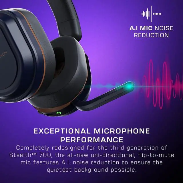 Alt view image 7 of 7 - Turtle Beach Stealth 700 Gen 3 Wireless Multiplatform Amplified Gaming Headset for Xbox Series X|S, Xbox One, PC, PS5, Mobile  60mm Drivers, AI Noise-Cancelling Mic, Bluetooth, 80-Hr Battery  Cobalt