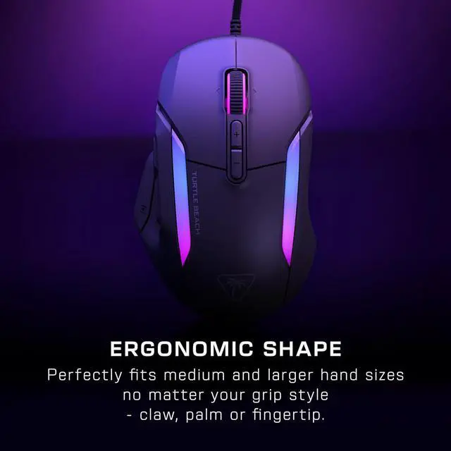 Alt view image 3 of 7 - Turtle Beach Kone II  Wired Ergonomic RGB Gaming Mouse, 26K DPI Optical Sensor, 100M Click Life Optical Switches, 23 Customizable Inputs, 4D Scroll Wheel, Pure PTFE Glides - Ash Black