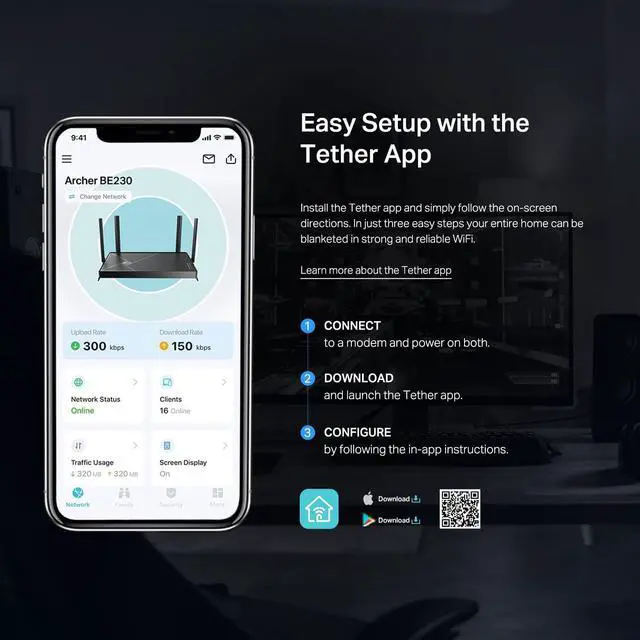 Alt view image 3 of 6 - TP-Link Dual-Band BE3600 Wi-Fi 7 Router Archer BE230 | 4-Stream 3.6 Gbps | 2×2.5G + 3×1G Ports, USB 3.0, 2.0 GHz Quad Core, 4 Antennas | VPN Clients & Server | EasyMesh, HomeShield, MLO, Private IOT