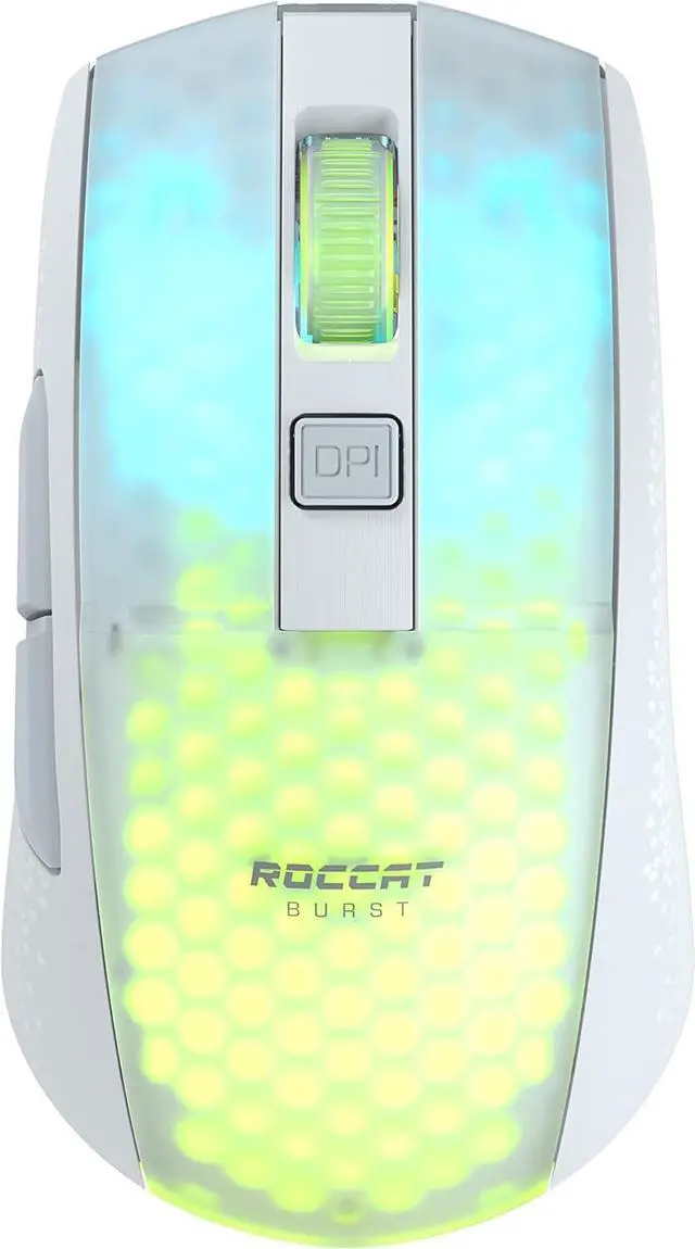Main image of ROCCAT Burst Pro Air Lightweight Symmetrical, Wireless RGB Gaming Mouse with 19K DPI Optical Owl-Eye Sensor, Optical Switches, Titan Wheel, 81-Gram Weight  White