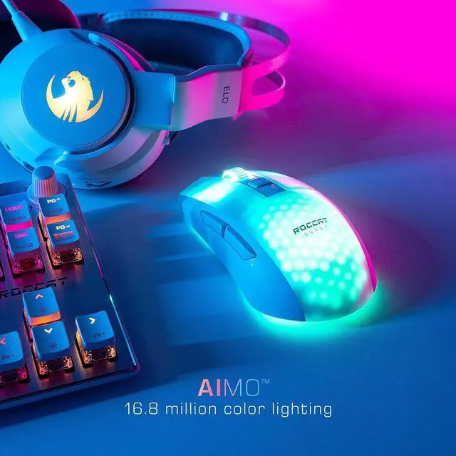Alt view image 2 of 7 - ROCCAT Burst Pro Air Lightweight Symmetrical, Wireless RGB Gaming Mouse with 19K DPI Optical Owl-Eye Sensor, Optical Switches, Titan Wheel, 81-Gram Weight  White