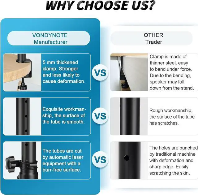Alt view image 6 of 7 - Set of 2 Desktop Clamp Speaker Stands Short Studio Monitor Stands Height Adjustable