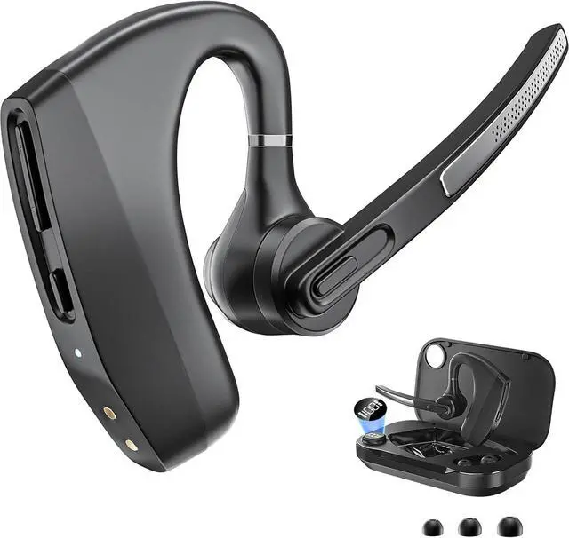 Main image of Wireless Earpiece Headset with USB Charging Case & Noise Cancelling Mic for PC, Phone, Bluetooth Headphones Over Ear with Microphone for Zoom Meetings, Work from Home, Trucker Use