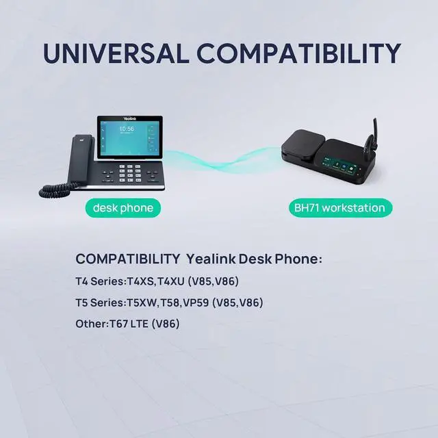 Alt view image 4 of 6 - BH71 Bluetooth Headset Workstation, Office Wireless Headset with Noise Canceling Mic, Speakerphone, Wireless Charging Pad, Charging Case, Connect to Desk Phone, PC, Work with Teams Zoom