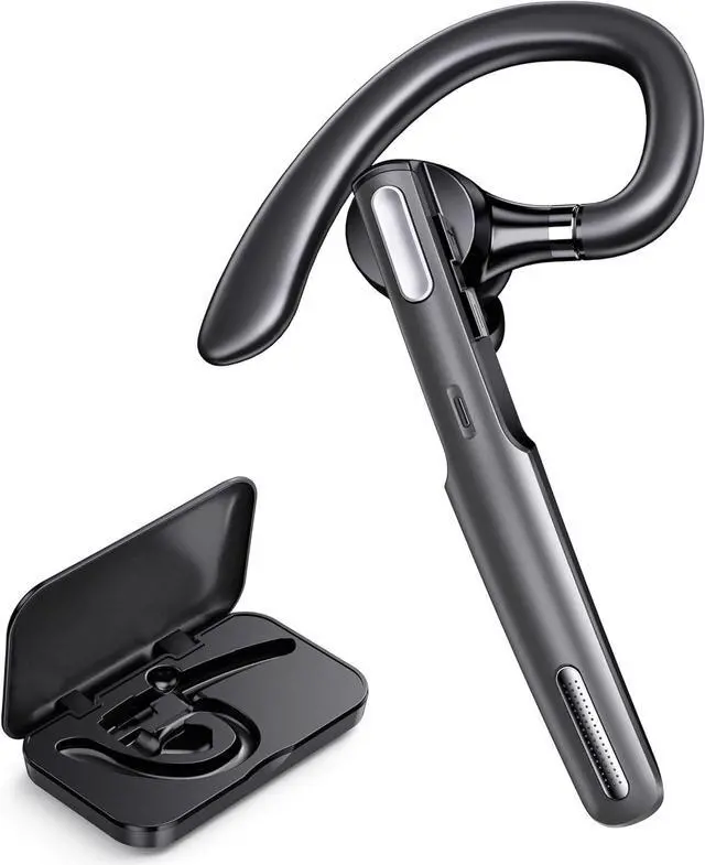 Main image of Bluetooth Headset, Wireless Bluetooth Earpiece V5.0 Hands-Free Earphones with Built-in Mic for Driving/Business/Office, Compatible with iPhone and Android (Gray)
