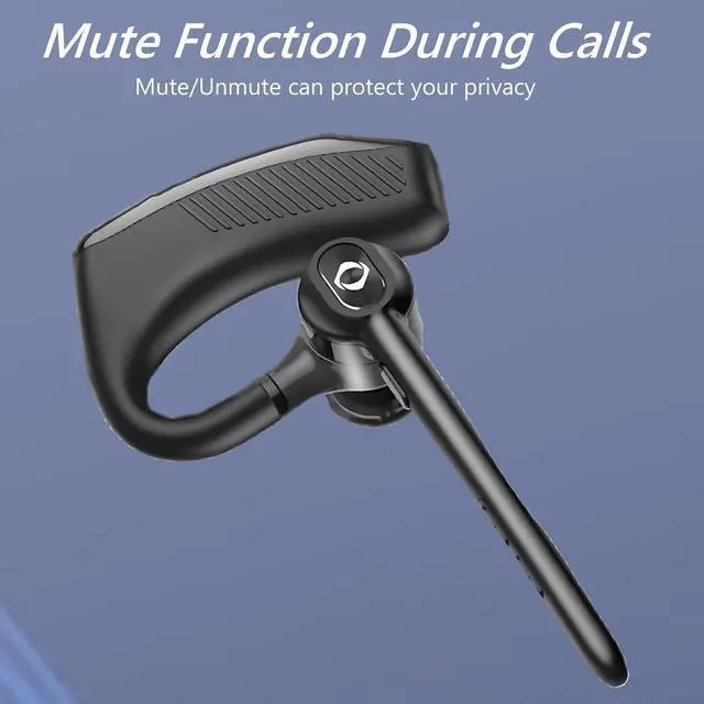 Alt view image 7 of 7 - Wireless Headset Bluetooth Earpiece with Dual Noise Canceling Microphone Hands Free Headphones Single Ear Earphone Over Ear Earbud for iPhone Samsung Android Cellphones TV PC Trucker Game Work Driving
