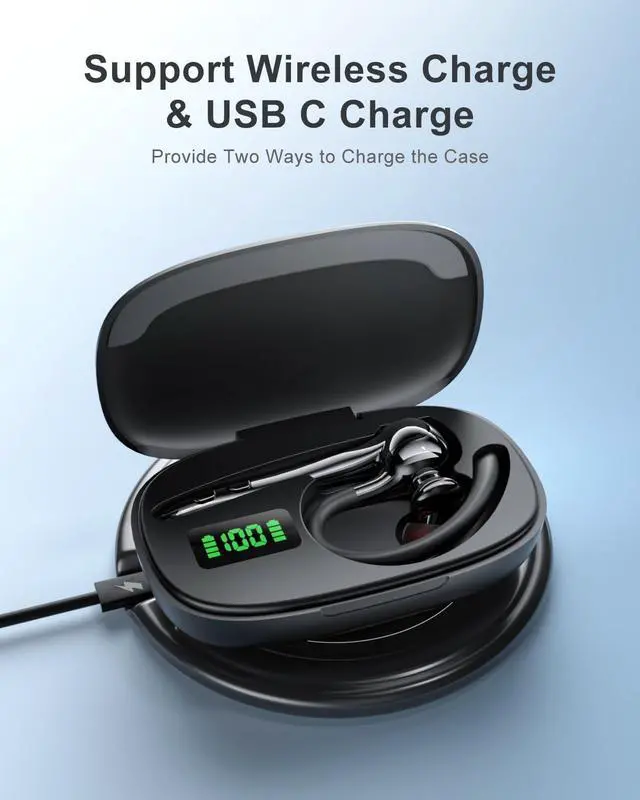 Alt view image 2 of 6 - Earbuds Wireless Earpiece Bluetooth Headset with Noise Canceling Mic 160H Standby Time Hands Free Earphones Single Ear Headphone for iphone Android Samsung Cell Phones PC TV Computer Game Trucker Work