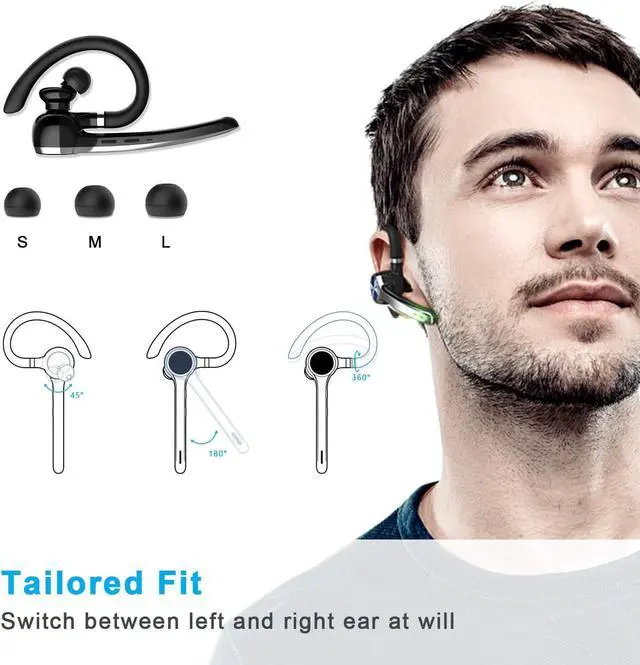 Alt view image 4 of 7 - Bluetooth Headset, Wireless Bluetooth Earpiece with 500mAh Charging Case 72 Hours Talking Time Built-in Microphone for iOS Android Cell Phone, V5.1 Hand-Free Headphones for Trucker, Office