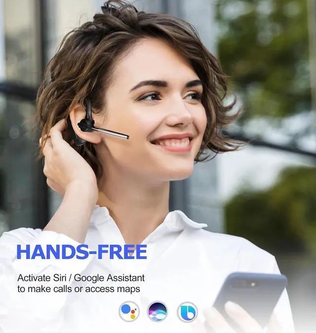 Alt view image 6 of 6 - Bluetooth Headset V5.1, 16 Hrs HD Talktime CVC8.0 Dual Mic Noise Cancelling Hands Free Bluetooth Earpiece for Cell Phone iPhone Android Driving Business Office