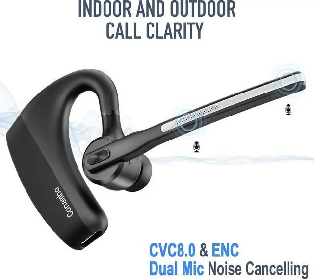 Alt view image 3 of 6 - Bluetooth Headset 5.2 with CVC8.0 Dual Mic Noise Cancelling Bluetooth Earpiece 16Hrs Talktime Wireless Headset for Truck Driver iPhone Android Cell Phones