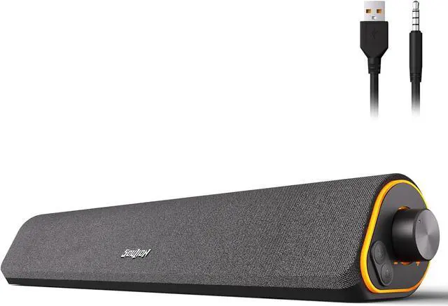 Main image of R50 Bluetooth Computer Speakers, 3.5mm PC Sound Bar for Desktop Monitor, Wired USB Powered & Colorful LED Lights with Switch Button, Surround Sound Soundbar PC Spearkers for Computer