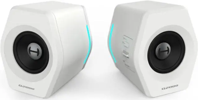 Main image of G2000 32W PC Computer Speakers for Gaming Desktop PC Laptop Mac Computer Woofer Speakers Bluetooth USB 3.5mm AUX Inputs RGB Lights Multimedia Speakers White