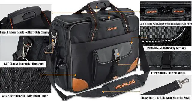 Alt view image 5 of 7 - 88-Pockets Electrician tool bag, Electricians tool bag, Electrician bag, Electrical tool bags, Technician tool bag, Computer technician bag, Laptop tool bag, HVAC tool bag