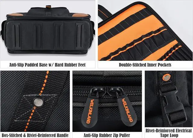 Alt view image 7 of 7 - 88-Pockets Electrician tool bag, Electricians tool bag, Electrician bag, Electrical tool bags, Technician tool bag, Computer technician bag, Laptop tool bag, HVAC tool bag