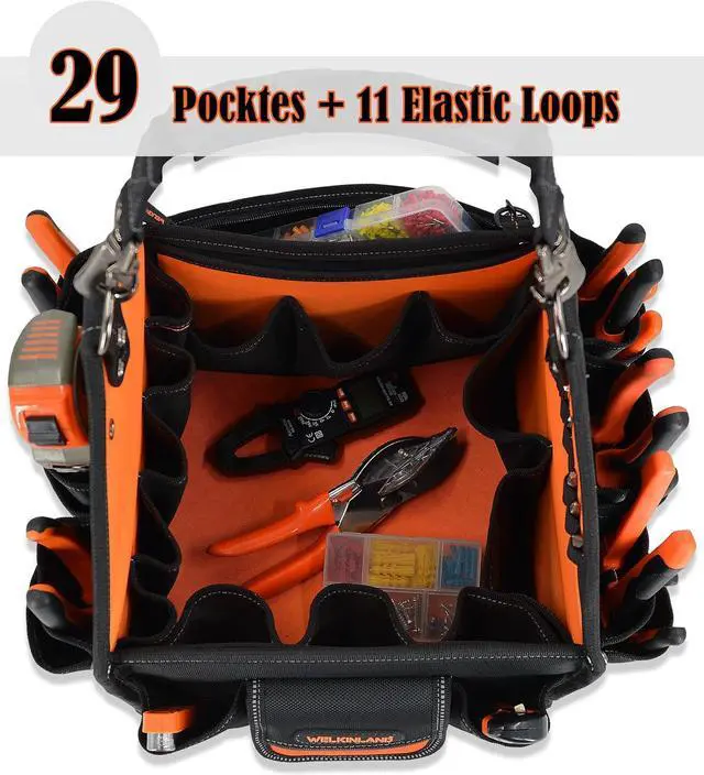 Alt view image 2 of 7 - 40-Pockets Tool tote, 25L Tote tool bag, Tech tool bag, Electrical tool bag, Open top tool bag, Electrician tool bag, Tool tote with handle, Maintenance tool bag, Tool bags for electricians