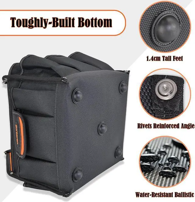 Alt view image 4 of 7 - 40-Pockets Tool tote, 25L Tote tool bag, Tech tool bag, Electrical tool bag, Open top tool bag, Electrician tool bag, Tool tote with handle, Maintenance tool bag, Tool bags for electricians